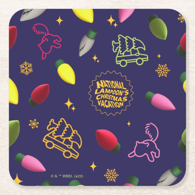 Posavasos Cuadrado De Papel Vacaciones de navidades | Patrón de vacaciones (Anverso)