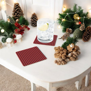 Posavasos Cuadrado De Papel Vacaciones de Red Buffalo Plaid