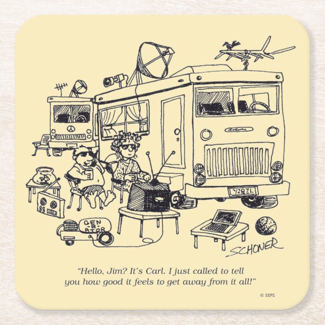 Posavasos Cuadrado De Papel Vacaciones familiares (Anverso)