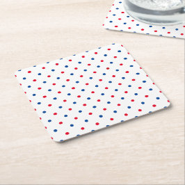Posavasos Cuadrado De Papel Vacaciones patrióticas en forma de punto de polka