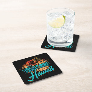 Posavasos Cuadrado De Papel Vacaciones Tropicales en las Islas Hawaianas