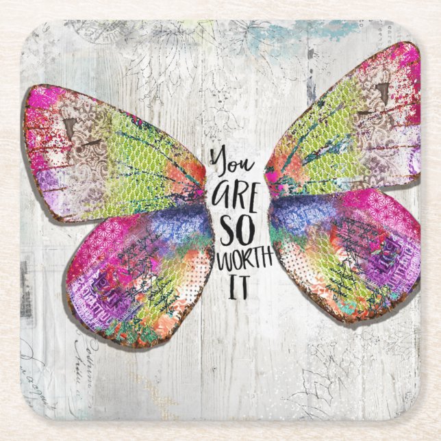 Posavasos Cuadrado De Papel Vale La Pena. (Anverso)