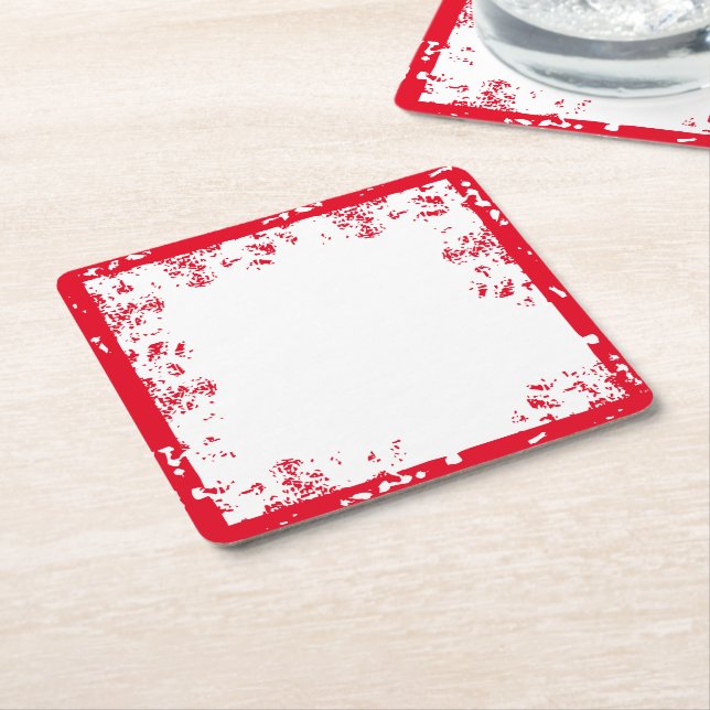 Posavasos Cuadrado De Papel Valentin White & Red Scruff Coasters (En perspectiva)