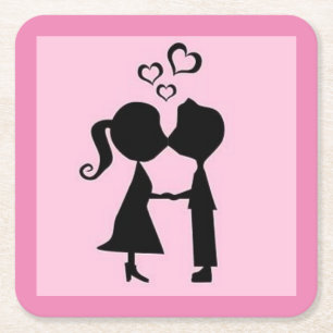 POSAVASOS CUADRADO DE PAPEL VALENTINE KISS
