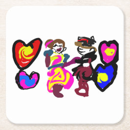 Posavasos Cuadrado De Papel Valentine win love