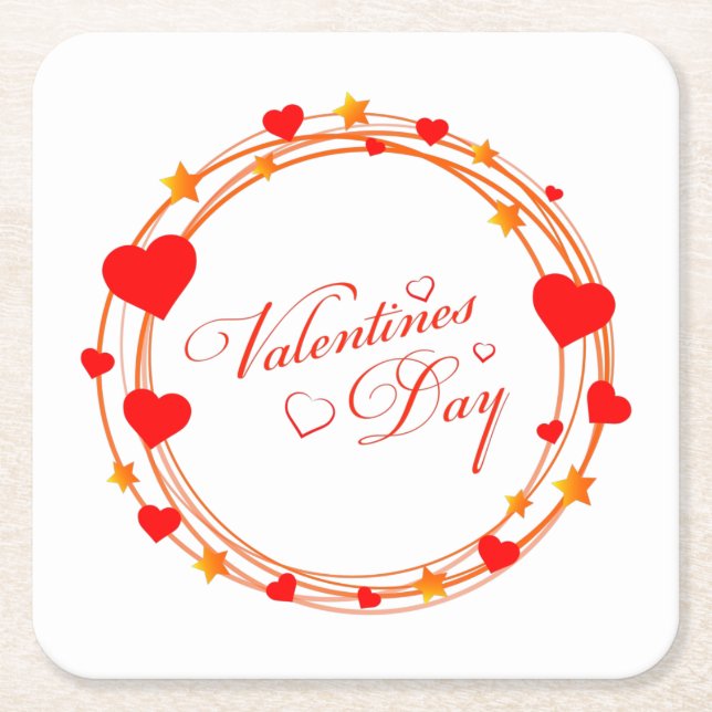 Posavasos Cuadrado De Papel Valentine's Day Circle Design-25695 (Anverso)