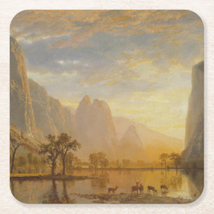 Posavasos Cuadrado De Papel Valle del Yosemite (1864) - Albert Bierstadt