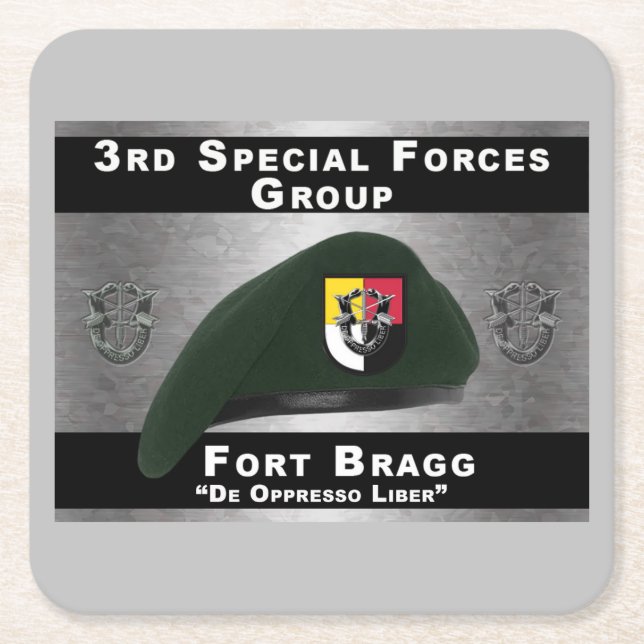 Posavasos Cuadrado De Papel Valor ganado 3ª Fuerza Especial Beret (Anverso)