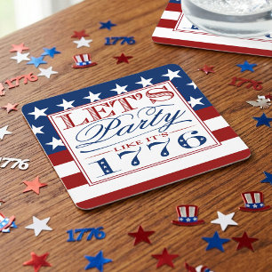 Posavasos Cuadrado De Papel ¡Vámonos de Fiesta Como Si Fuera 1776 Fiesta del