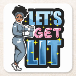 Posavasos Cuadrado De Papel Vamos a conseguir mujeres negras iluminadas navida