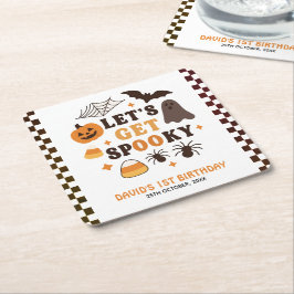 Posavasos Cuadrado De Papel Vamos a tener miedo el cumpleaños de Halloween