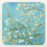 Posavasos Cuadrado De Papel Van Gogh Almond Blossoms<br><div class="desc">Artista: Vincent Van Gogh Título: Flores de almendra alteradas de color por 2Sweet4wordsDiseños de van gogh,  van gogh,  flores de almendros,  verde azuladas,  flores,  floral,  primavera,  sofisticada decoración</div>