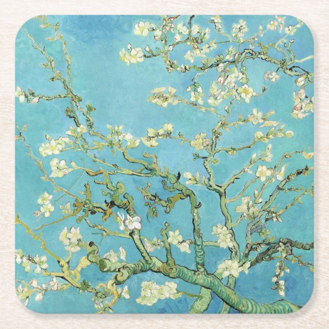 Posavasos Cuadrado De Papel Van Gogh Almond Blossoms (Anverso)