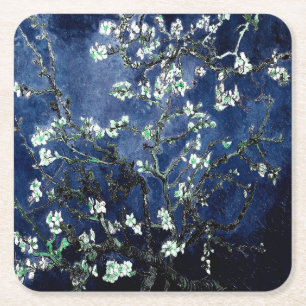 Posavasos Cuadrado De Papel Van Gogh Almond Blossoms Midnight Blue
