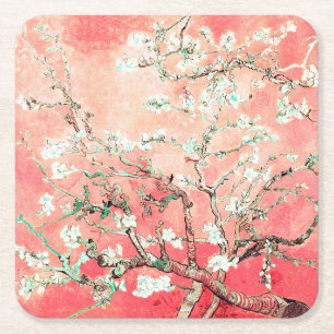 Posavasos Cuadrado De Papel Van Gogh Almond Blossoms Peach