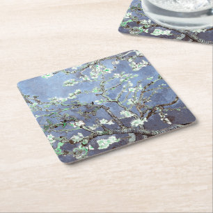 Posavasos Cuadrado De Papel Van Gogh Almond Blossoms Steel Blue