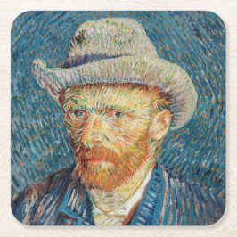 Posavasos Cuadrado De Papel Van Gogh - Retrato propio con un Gorra de Grey Fel