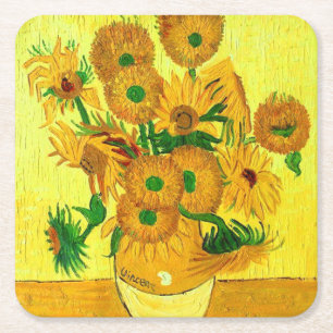 Posavasos Cuadrado De Papel Van Gogh Sunflowers