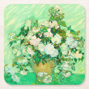 Posavasos Cuadrado De Papel Van Gogh White Roses