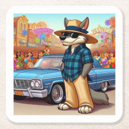 Posavasos Cuadrado De Papel Vato Lobo "New Year"