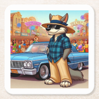 Posavasos Cuadrado De Papel Vato Lobo "New Year"