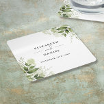 Posavasos Cuadrado De Papel Vegetación floral Elegante Boda moderno<br><div class="desc">Elegante boda de vegetación floral personalizada con sus nombres y fecha especial de boda. Diseñado por Thisisnotme©</div>