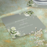 Posavasos Cuadrado De Papel Vegetación floral Elegante Boda verde sabio<br><div class="desc">Elegantes galas bodas verdes floridas y sabrosas,  personalizadas con sus nombres y fecha boda especial. Diseñado por Thisisnotme©</div>