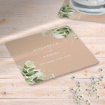 Posavasos Cuadrado De Papel Vegetación floral Elegante Tan Boda<br><div class="desc">Elegante vegetación floral y tostadores bodas personalizados con sus nombres y fecha boda especial. Diseñado por Thisisnotme©</div>