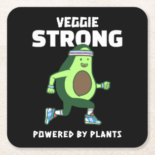 Posavasos Cuadrado De Papel Veggie Strong, alimentado por plantas