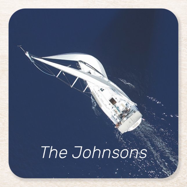 Posavasos Cuadrado De Papel Vela libre vista de pájaro (Anverso)