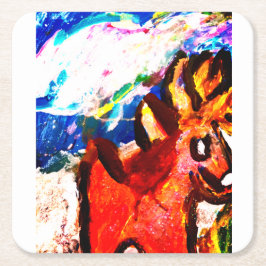 Posavasos Cuadrado De Papel Venado en invierno