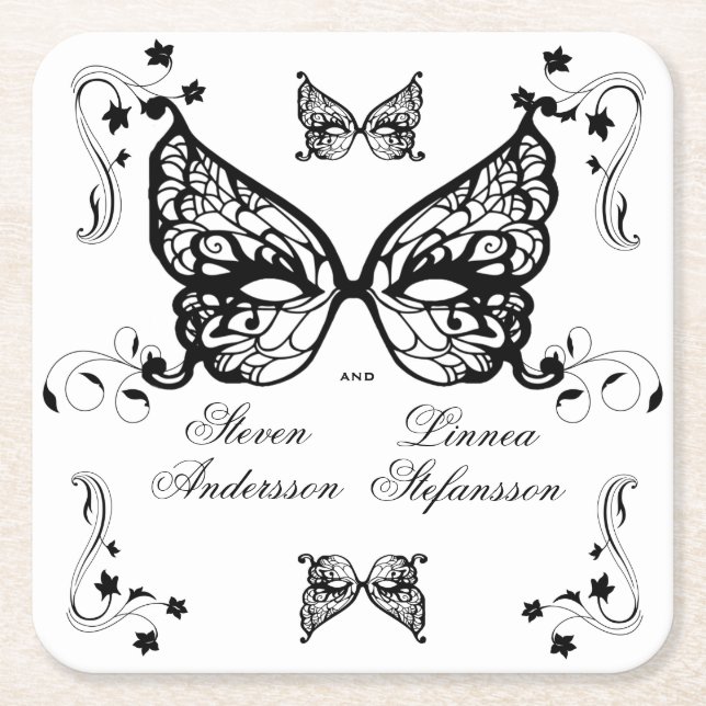 Posavasos Cuadrado De Papel Venetia Carnivale Masque Ornato Victoriano Florece (Anverso)