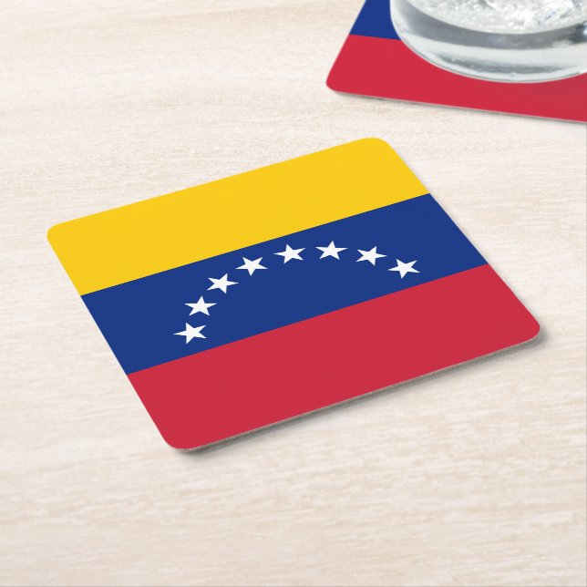 Posavasos Cuadrado De Papel Venezuela flag custom paper drink coasters (En perspectiva)