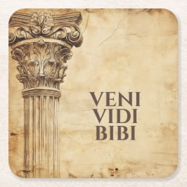 Posavasos Cuadrado De Papel Veni Vidi Bibi Funny Ancient Rome Latin Saying