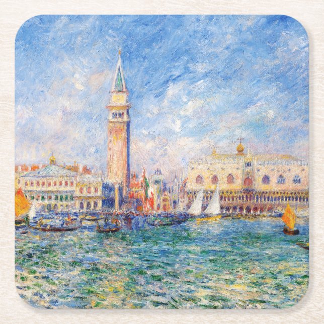Posavasos Cuadrado De Papel Venise, Venecia, Renoir (Anverso)