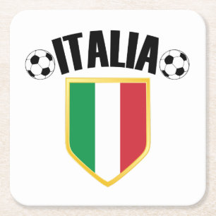 Posavasos Cuadrado De Papel Ventilador de la bandera italiana de Italia