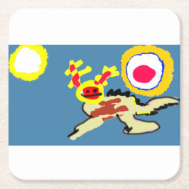 Posavasos Cuadrado De Papel Verano de ajolote 