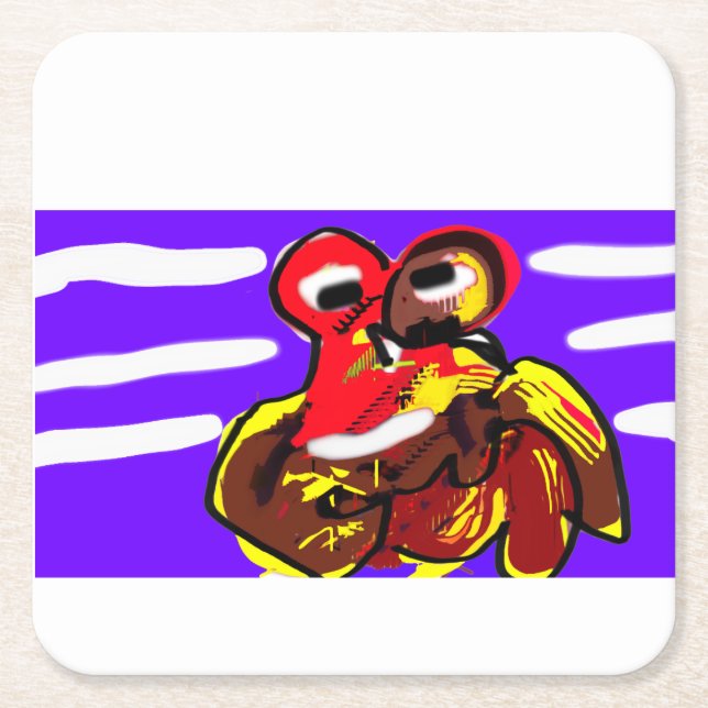 Posavasos Cuadrado De Papel Verano de cangrejo (Anverso)