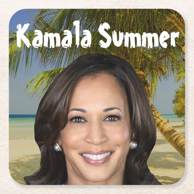 Posavasos Cuadrado De Papel Verano de Kamala 2024 (Anverso)