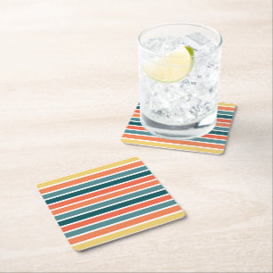Posavasos Cuadrado De Papel Verano de las franjas '77