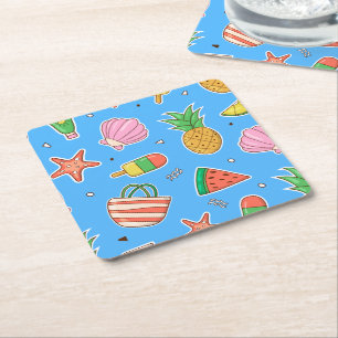 Posavasos Cuadrado De Papel Verano de verano de barandilla de papel