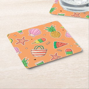 Posavasos Cuadrado De Papel Verano de verano de barandilla de papel