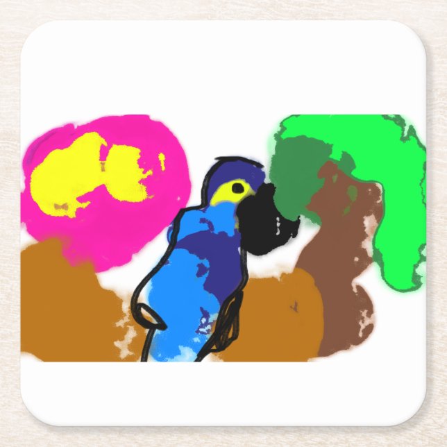 Posavasos Cuadrado De Papel Verano de vida de loros (Anverso)