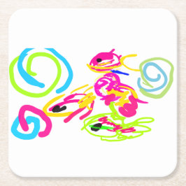 Posavasos Cuadrado De Papel Verano de vida marina