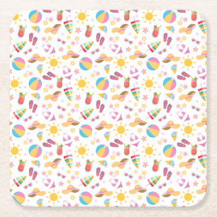 Posavasos Cuadrado De Papel Verano soleado