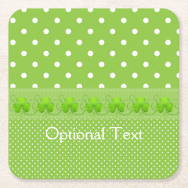 Posavasos Cuadrado De Papel Verde, Lunares y Tréboles