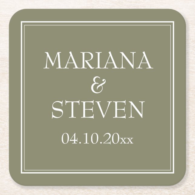 Posavasos Cuadrado De Papel Verde Minimalista moderno (Anverso)