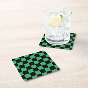 Posavasos Cuadrado De Papel Verde y negro