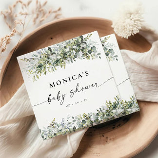 Posavasos Cuadrado De Papel Verdor Herbal Bridal Shower