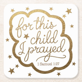 Posavasos Cuadrado De Papel Verso biblial de 1 Samuel 1:27